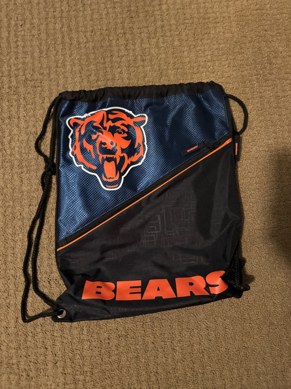 Chicago Bears Navy & Orange Drawstring Backpack